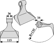 Hammerslagle Ø16,0 mm 36 x 115 mm R=110
