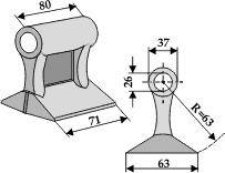 Hammerslagle Ø37,0 mm 80 x 71 mm <br> R=63