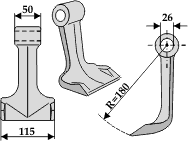 Hammerslagle Ø26,0 mm 50 x 115 mm R=180