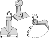 Hammerslagle Ø16,5 mm 43 x 105 mm R=120