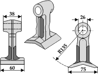 Hammerslagle Ø26,0 mm 38 x 60 mm R=135