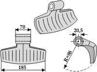 Hammerslagle Ø20,5 mm 70 x 185 mm R=88