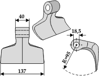 Hammerslagle Ø18,5 mm 40 x 137 mm R=95