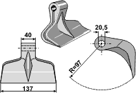 Hammerslagle Ø20,5 mm 40 x 137 mm R=97