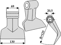 Hammerslagle Ø20,5 mm 69 x 130 mm R=125