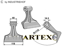 Hammerslagle Ø16,5 mm 40 x 118 mm R=110