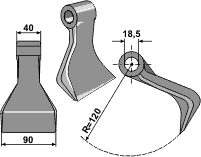 Hammerslagle Ø18,5 mm 40 x  90 mm R=120