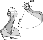 Hammerslagle Ø22,5 mm 70 x 160 mm R=160