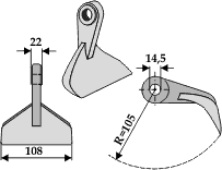 Hammerslagle Ø14,5 mm 22 x 108 mm R=105