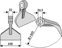 Hammerslagle Ø20,5 mm 22 x 108 mm R=105