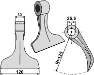 Hammerslagle Ø25,5 mm 30 x 120 mm R=125