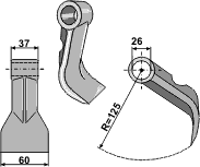 Hammerslagle Ø26,0 mm 37 x 60 mm R=125