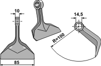 Hammerslagle Ø14,5 mm 10 x 85 mm R=100