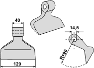 Hammerslagle Ø14,5 mm 40 x 120 mm R=90