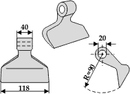 Hammerslagle Ø20,0 mm 40 x 120 mm R=90