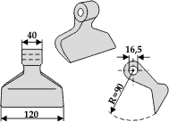 Hammerslagle Ø16,5 mm 40 x 120 mm R=90