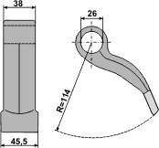 Hammerslagle Ø26,0 mm 38 x 45,5 mm R=114