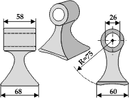 Hammerslagle Ø26,0 mm 58 x 68 mm <br>R=75