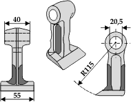 Hammerslagle Ø20,5 mm 40 x 55 mm R=115