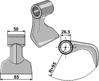 Hammerslagle Ø26,5 mm 50 x 85 mm <br> R=95