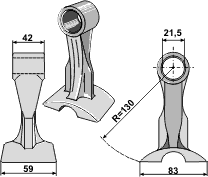 Hammerslagle Ø21,5 mm 42 x 59 mm R=130