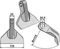 Hammerslagle Ø20,5 mm 22 x 110 mm R=110