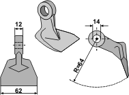 Hammerslagle Ø14,0 mm 12 x 62 mm <br> R=64