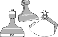 Hammerslagle Ø16,0 mm 40 x 130 mm R=110