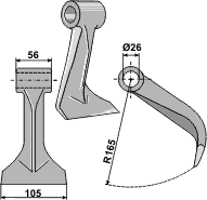 Hammerslagle Ø26,0 mm 56 x 105 mm R=165