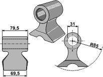 Hammerslagle Ø31,0 mm 79,5 x 69,5 mm R=85