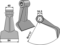 Hammerslagle Ø16,5 mm 40 x  84 mm R=117