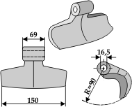 Hammerslagle Ø16,5 mm 69 x 150 mm R=90