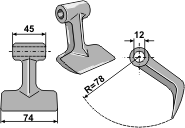 Hammerslagle Ø12,0 mm 45 x 74 mm <br> R=78