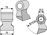 Hammerslagle Ø35,5 mm 78 x 75 mm R=110