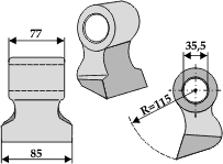 Hammerslagle Ø35,5 mm 77 x 85 mm R=115