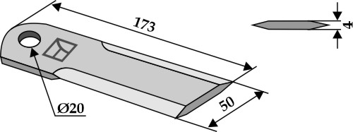 Claas kniv glat 4 mm Ø20 mm 736872