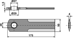 Claas Lexion kniv glat 4 mm Ø20 mm(bøsning)