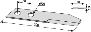 Rekord kniv 2,5 mm m. 2 huller