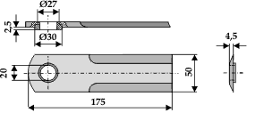 Case kniv glat 4.5 mm Ø20 mm(bøsning)