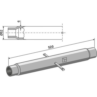 Mellemrør 520 mm - gevind 36x3 mm