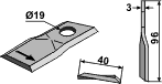 Deutz-Fahr kniv vreden 96x40x3 Ø19 venstre (25 stk)110197