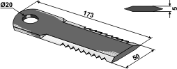 New Holland kniv takket 5 mm Ø20