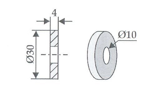 Biso  skive 4 mm Ø30/10 mm