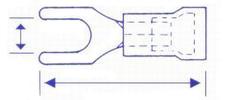 Gul kabelsko gaffel 4,3 mm 50 stk.