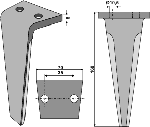 R2 tand 160 mm højre/venstre