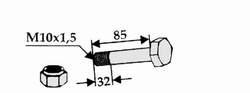 Bomford bolt + møtrik for 63-RM-17 + 63-BOM-53