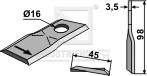 Fort kniv vreden 98x45x3 mm Ø16 venstre109432