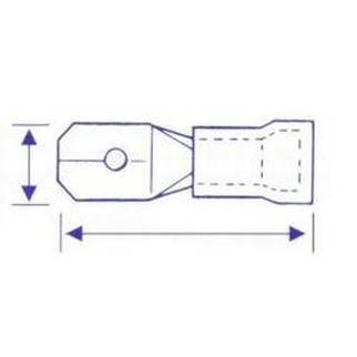 Gul kabelsko fladstik han 6,3 x 0,8 mm 50 stk.