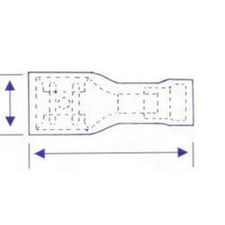 Gul kabelsko spade iso hun 6,3 x 0,8 mm 50 stk.