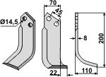 Maletti fræserkniv 70x8 (hul Ø14,5) højre